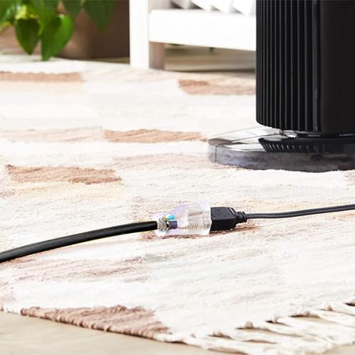 Extension Cord with Lighted End, UL Certified, 12 Gauge 1FT Black 3 Prong Heavy Duty, 12/3 SJTW 15A Power Cord for Lights, Lawn - size: 1FT, style: 12/3