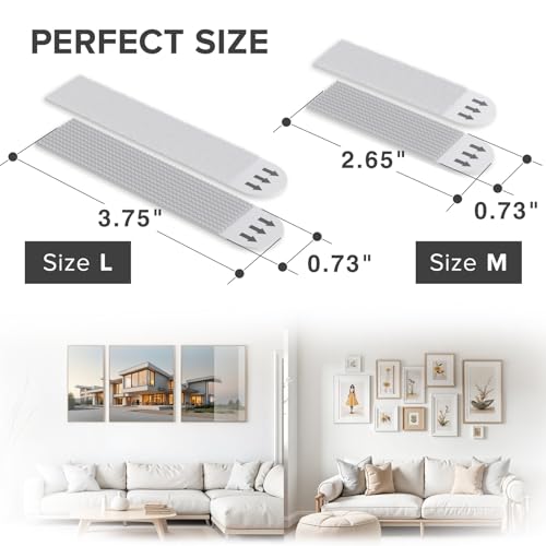 X-Protector Picture Hanging Strips - 28 Pairs Damage Free Picture Hangers - Self Adhesive Wall Hangers Without Nails - Heavy Duty Wall Hanging Strips - Walls Sticky for Hanging Up to 20 LBS (Size M+L) - size: M+l