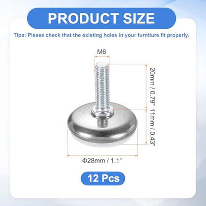 uxcell 12Pcs M6 Thread Furniture Feet Levelers, 28x20mm Adjustable Leveling Table Feet, Screw on Furniture Glide Leveling for Chair Stool Legs, White - color: White, size: M6 x 28 x 20mm