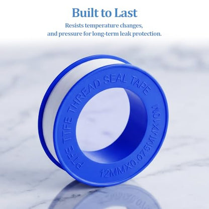 6 Pack PTFE Plumbers Tape Professional Thread Seal Tape for Pipe Sealing, Teflon Tape for Plumbing Leak Prevention, Suitable for Home, Office, and Industrial Use (1/2" x 393") - size: 6 Pack
