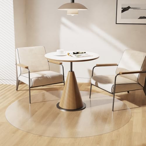 Clear Plastic Floor Mat for Under Dining Table, 4ft Round No Slip Waterproof Vinyl Area Rug for Home, Anti-Spill Hard Floor Protector Cover for Living Room, Splat Mat for Under High Chair - color: Frosted Clear, size: 4' (Round)