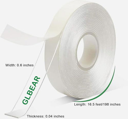 Extra Strong Double Sided Tape, 16.5FT Double Sided Adhesive Tape Heavy Duty, Clear & Tough Nano Tape for Hanging Picture, Poster, Carpet, Photo Deco, Multipurpose Mounting Tape (1/24" x1/2" x 16.5') - size: 1/24" x1/2" x 16.5'