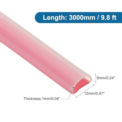 PATIKIL Silicone Weather Stripping Door Seal, 9.8 ft D Shape Weather Stripping Self Adhesive Door Seal Strip for Door Frame, Window Sealing, Large Gap, 15/32" Wx5/128 Tx15/64 H, Clear/Red - size: 9.8 ft Long, 15/32"Wx5/128"Tx15/64"H