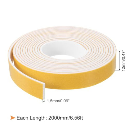 uxcell 1 Roll Foam Weather Stripping, 1/2" Wide X 1/16" Thick X 6.56 Ft Door Seal Strip Adhesive Foam Tape White Insulation Strip for Door Window - size: 1/2"x 1/16"x 6.56 Ft