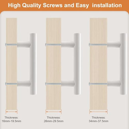 Probrico 5 Pack Hole Centers (64mm) 2-1/2inch White Kitchen Cabinet Handles Stainless Steel White Cabinet Pulls Euro Style Pull Handle for Cabinets and Drawers Total Length 4inch - color: White, size: Hole Centers: 2-1/2"