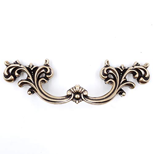 Jetland French Provincial Drawer Pulls - 6-Pack, Antique Brass, 2-1/2" Hole Centers, Vintage Shabby Chic Pulls for Dresser Nightstand Cabinet, PW1619ABR64 - color: Antique Brass, size: 2-1/2" Hole Centers
