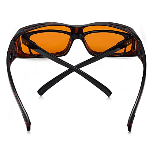 Eyekepper 100% Blue Light Reduction,Fitover Anti-Blue Blocking Computer Glasses Amber Lenses, Tortoise - color: 1805-tortoise-100% Blue Light Blocking