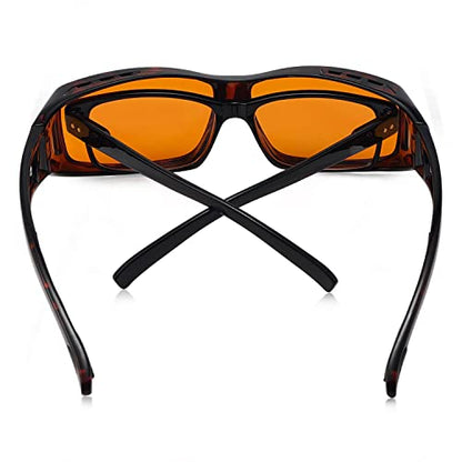 Eyekepper 100% Blue Light Reduction,Fitover Anti-Blue Blocking Computer Glasses Amber Lenses, Tortoise - color: 1805-tortoise-100% Blue Light Blocking