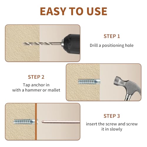 70 Packs Heavy Duty Hollow Wall Anchors with Screws, Loose Hinge and Stripped Hole Repair Kits (6x32mm,Silver) - size: Silver-M6*32