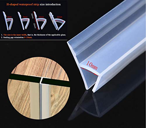 3meters (120") Glass Shower Door Seal Strip Frameless Shower Door Sealing Strips Silicone Rubber Window Seal to Stop Shower Leaks Flexible Weatherproof Seal for Bathroom(H-Type 10mm (3/8 ") - color: H-Type, size: 10mm