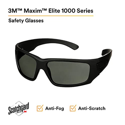 Maxim 3M Elite 1000 Series, MXE1002SGAF-BLK, Black Frame, Scotchgard Anti-Fog Coating, Gray AF-AS Lens - style: Gray Lens
