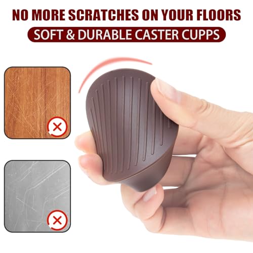 2 x 2 Rubber Caster Cups, Round Non Slip Furniture Pads, Non Skid Furniture Cups, Anti-Slip Gripper Furniture Caster Floor Grip, Anti Skid Leg Coasters Floor Protector for Bed Couch Stoppers(4 Pack) - size: Brown-2x2 inch