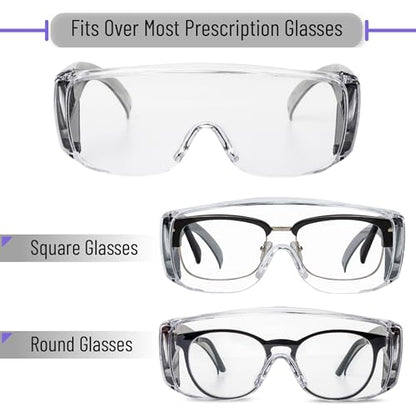 UNCO- Safety Goggles Over Glasses, Protective Goggles, Anti Fog, Work, Safety Glasses Over - color: Black, size: 6 Pack