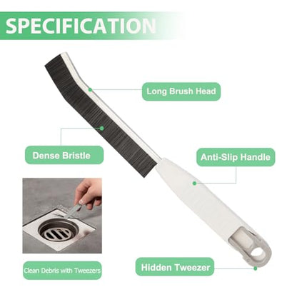 Crevice Cleaning Brush Hard Bristle Grout Scrub Brushes,Household Cleaning Supplies with Clip for Tile Floor,Kitchen,Toilet,Shower,Sink,Window,Home Essentials for Women(Pure White) - color: Purewhite