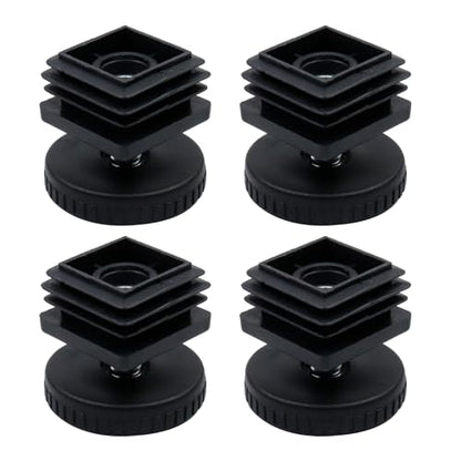 Antrader Home Office Table Desk Adjustable Leveling Foot,Plastic Metal Square Tube Insert Kit, 30mm x 30mm Black, 4 Sets