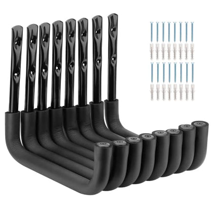 8 Pack Ladder Hooks 9.8Inch Garage Storage Utility Hook Heavy Duty Wall Mounted Storage Organizer Hanging Folding Chair Bike Ski Tool - style: 9.8Inch, Pack of 8