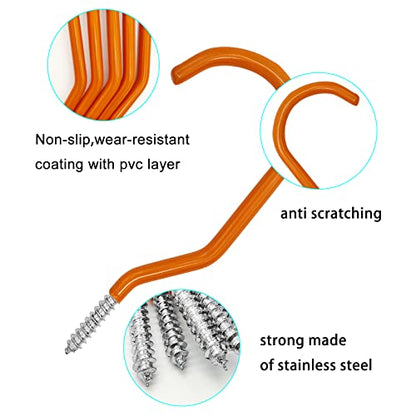Scartink 12PCS Orange Heavy Duty Bike Storage Hooks Bicycle Wall Mounted Hooks Large Screw Hooks for Wall,Ceiling