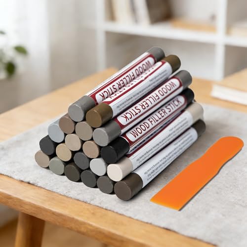 Wood Filler Sticks,20 Colors Wood Furniture Repair Kit, Scuffs, Cracks, Stains and Holes,Furniture Touch Up Markers for Touch Up Furniture, Floors, Cabinets, Tables, and Doors (Gary Series) - color: Gary Series