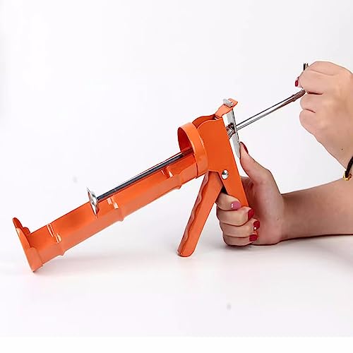 Caulking Gun with Nozzles and Seam Scraper, Drip Free Caulkking Gun for use with caulks sealants and adhesives (Red)
