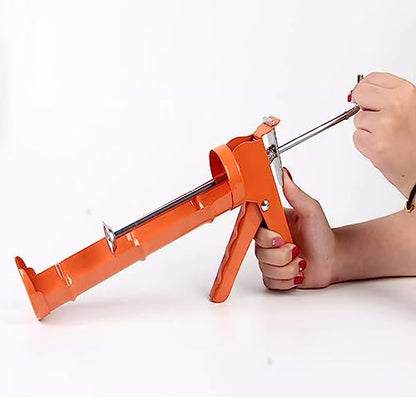 Caulking Gun with Nozzles and Seam Scraper, Drip Free Caulkking Gun for use with caulks sealants and adhesives (Red)
