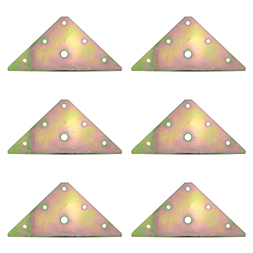 6pcs Triangle Mending Plates Flat Brace Bracket with Mounting Screws, 4.84 x 3.5 Inches Color Zinc Metal Straight Fixing Joining Shelf Support Corner