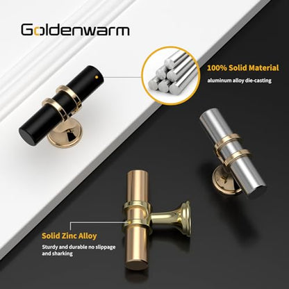 Goldenwarm 5 Pack Gold Cabinet Knobs Brushed Gold Cabinet Handles Kitchen Drawer Knobs Brushed Brass Drawer Handware Pulls Handles for Bedroom Cupboard - color: Gold, size: 5 Pack