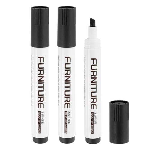 uxcell Furniture Markers Touch Up, 3pcs Furniture Repair Kit Wood Filler Sticks Wood Markers for Scratches Wooden Floor Table Cabinet Laminate Frames, Black - color: Black