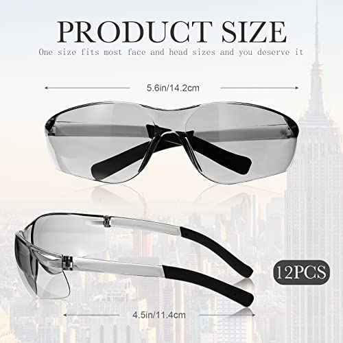 Queekay 12 Pack Safety Glasses Bulk Impact UV Scratch Glasses Protective Eyewear for Men Women Adolescents Eye Protection for Work Lab Construction Science (Gray) - color: Gray