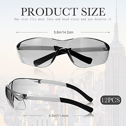 Queekay 12 Pack Safety Glasses Bulk Impact UV Scratch Glasses Protective Eyewear for Men Women Adolescents Eye Protection for Work Lab Construction Science (Gray) - color: Gray