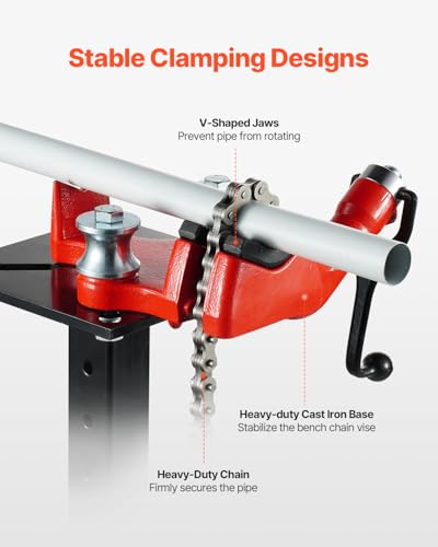 VEVOR Heavy-Duty Pipe Chain Vise, 1/8" - 5" Pipe Capacity, 26" Rugged Chain & Cast Iron Base, Hitch Mount Vise Plate Holder With Adjustable Height - Fits 2 inch x 2 inch Receiver - size: 1/8" - 5" Hitch Mount