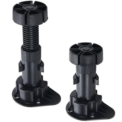 3.9 to 5 Inch Adjustable Levelers for Cabinet Edge 12Pcs, Furniture Leveler Legs, Black Plastic Leveling Feet for Kitchen Cupboard Table Shelves Nightstands, - size: 3.9-5 Inch