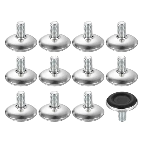 uxcell 12Pcs M8 Thread Furniture Feet Levelers, 28x15mm Adjustable Leveling Table Feet, Screw on Furniture Glide Leveling for Chair Stool Legs, Black - color: Black, size: M8 x 28 x 15mm
