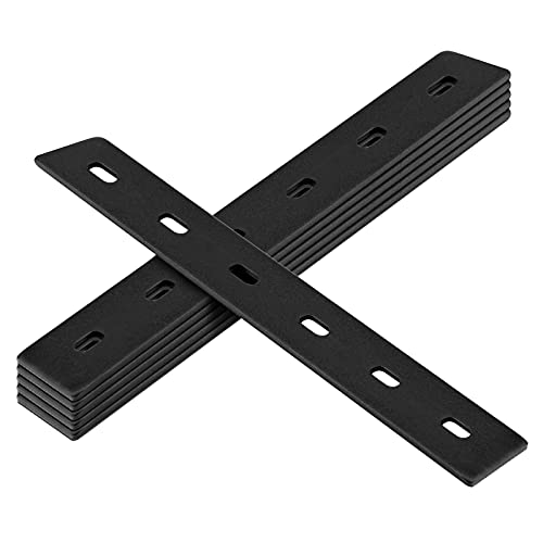 heneng 6 Pcs Black Flat Mending Plates, 14" x 1-1/2", Slotted Adjustable Straight Bracket Connector, 1/8" Thick - size: 14" x 1-1/2" x 1/8"