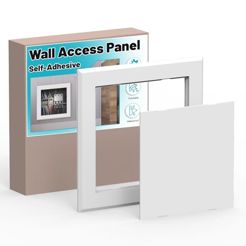 Self-Adhesive Access Panel, 6-1/4" x 6-1/4", Heavy-Duty ABS Plastic Wall Access Panel, Wall Hole Cover for Plumbing, Electrical Cables, Wiring, Easy to Install, White
