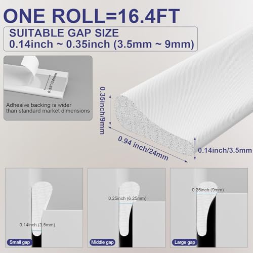Weather Stripping Door Seal Strip, 196'' Foam Weatherstripping Window Sealer Winter, Soundproofing Self Adhesive Window Insulation Door Draft Stopper Gap Filler for Front Frame - size: 196 Inch