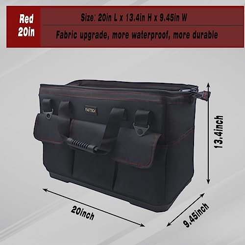 FASTECH 20-inch Heavy Duty Bottom Tools Bag with Wide Mouth for Tool Storage, Carrier and Organizer, Tool Bag for Men, Wide Mouth Tool Bags with Inside Pockets (20 Inch) - size: 20IN BOTTOM