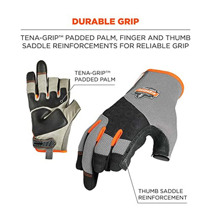 Ergodyne ProFlex 720 Framer Work Glove, High Dexterity, Padded Palm, Small, Gray - size: Small (Pack of 1)