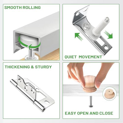 30IN Bi-fold Door Track Kit, 1Kit White Bi-fold Door Hardware Closet Door Track Repair Tool Kit Included Full Accessories - size: 30IN - 1Kit