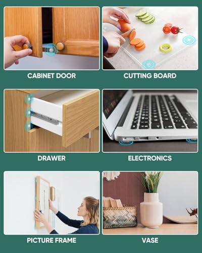 ONUEMP 164pcs Cabinet Door Bumpers Clear, Adhesive Rubber Feet Silicone, Sound Dampening Door Slam Stopper Non Slip Furniture Pads Wall Protector for Cutting Board, Drawers, Glass Cabinet - size: 164PCS