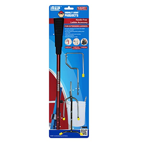 Monkey Grip Hands Free Innovative Extension Ladder Accessories Universal Tool Holder Perfect for Paint Buckets, Tool Bags, Power Tools and More (Monkey Grip)