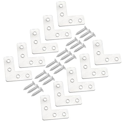 Hordion 20Pcs 1.6 x 1.6 Inch L Shape Bracket Flat Corner Brace (40 X 40mm), Right Angle Bracket Silver Heavy Duty Repair Mending Plates for Wood Furniture Chair Drawer Cabinet - size: 1.6*1.6''/40*40mm