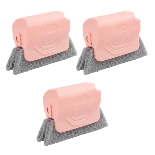 Runsgo Window Track Cleaner, Handheld Cleaning Brush Set, for Window Slides Grooves, Tile Grout Lines, Shutter Slats, Car Ac Vents & Narrow Gaps (Mixed-3pcs) (Pink 3pcs) - color: Pink 3pcs