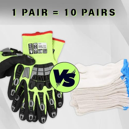 Work Gloves Men Women, A5 Cut Resistant Gloves, Impact Gloves, Heavy Duty Work Glove with Grip, Work Gloves - size: XX-Large