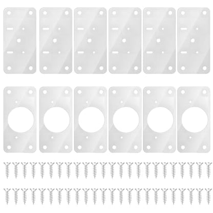 JJUNW 12Pcs Cabinet Hinges Repair Plates, Stainless Steel Repair Cabinets, Hinge Repairs Plate Cabinets Door Hinge with Mounting, Fixing Tool Plates Screws for Kitchen, Cupboard, Locker, Cabinet Doors