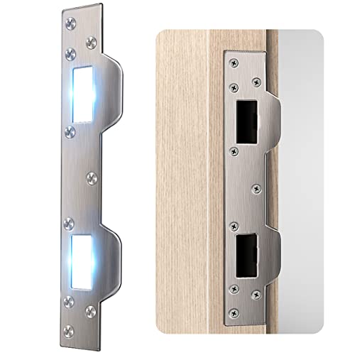 Door Strike Plate Reinforcement Plate - Front Door Security Devices Metal Striker Plates Door Latch Plate with 5-1/2 inch to 6 inch Hole for Exterior Interior Door Deadbolt Fix Door Frame Door Jamb