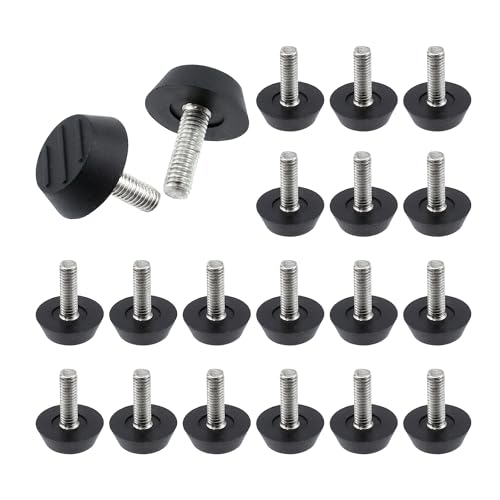 Quacc 20 PCS M6 Thread Patio Furniture Levelers Adjustable Furniture Feet Screw in Leveling Feet Adjusters for Garden Chairs, Tables, Cabinets, Bar Stool Legs