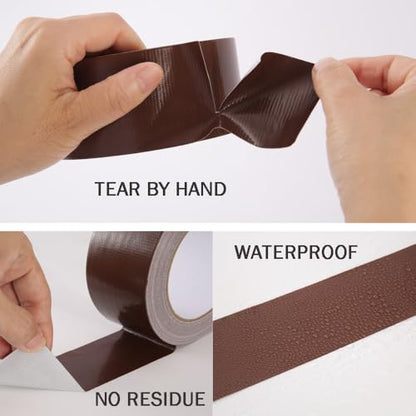 Duct Tape Dark Brown 2 Inches x 30 Yards, No Residue, Waterproof, Tear by Hand, Heavy Duty, Strong Adhesive Brown Duct Tape for Repairs, Industrial, Professional Use - color: Dark Brown