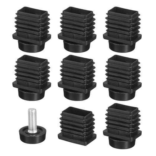 uxcell 8 Set Leveling Feet, M8x20x30mm Plastic Adjustable Furniture Leg Leveling Rectangle Tube Insert Screw-in Glide Levelers Fit Hole 20mm for Table Chair Furniture, Black - size: M8x20x30mm