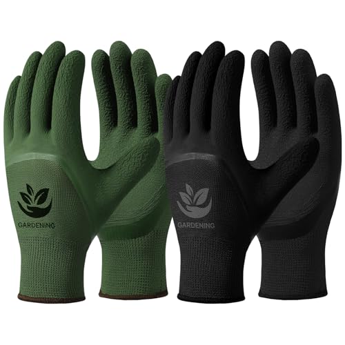 Trifabricy Garden Gloves for Women/Men - 6 Pairs Latex Gardening Gloves with Grip, Protective Work Gloves for Lawn Yard - color: Green & Black