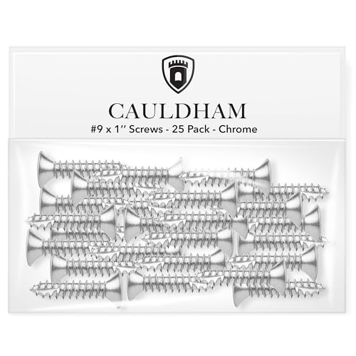 Cauldham Chrome Wood Screws #9 x 1 Inch for Door Hinges - 25 Pack - color: Chrome